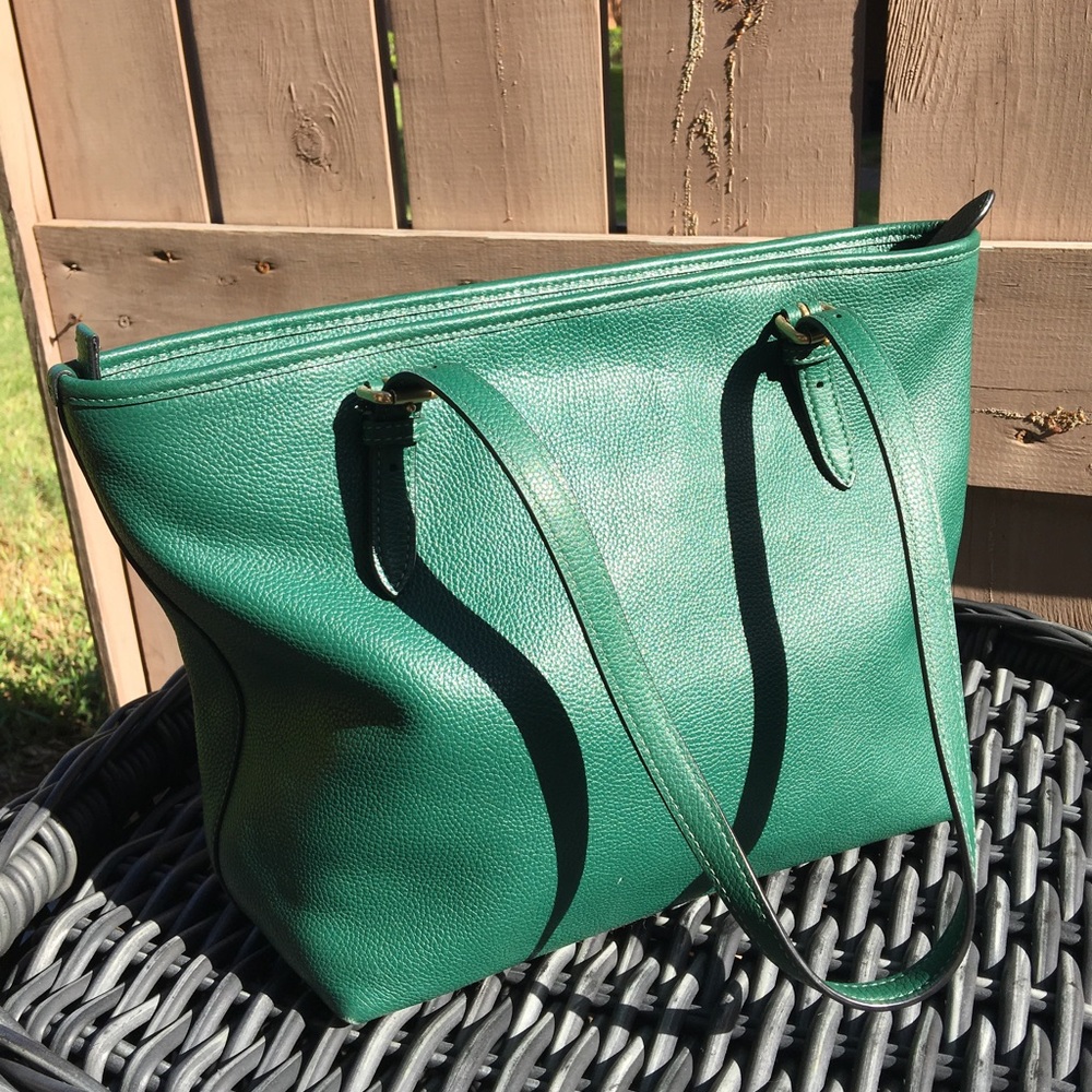 Authentic Green Coach Zip Top Tote - EUC - Picture 3 of 13